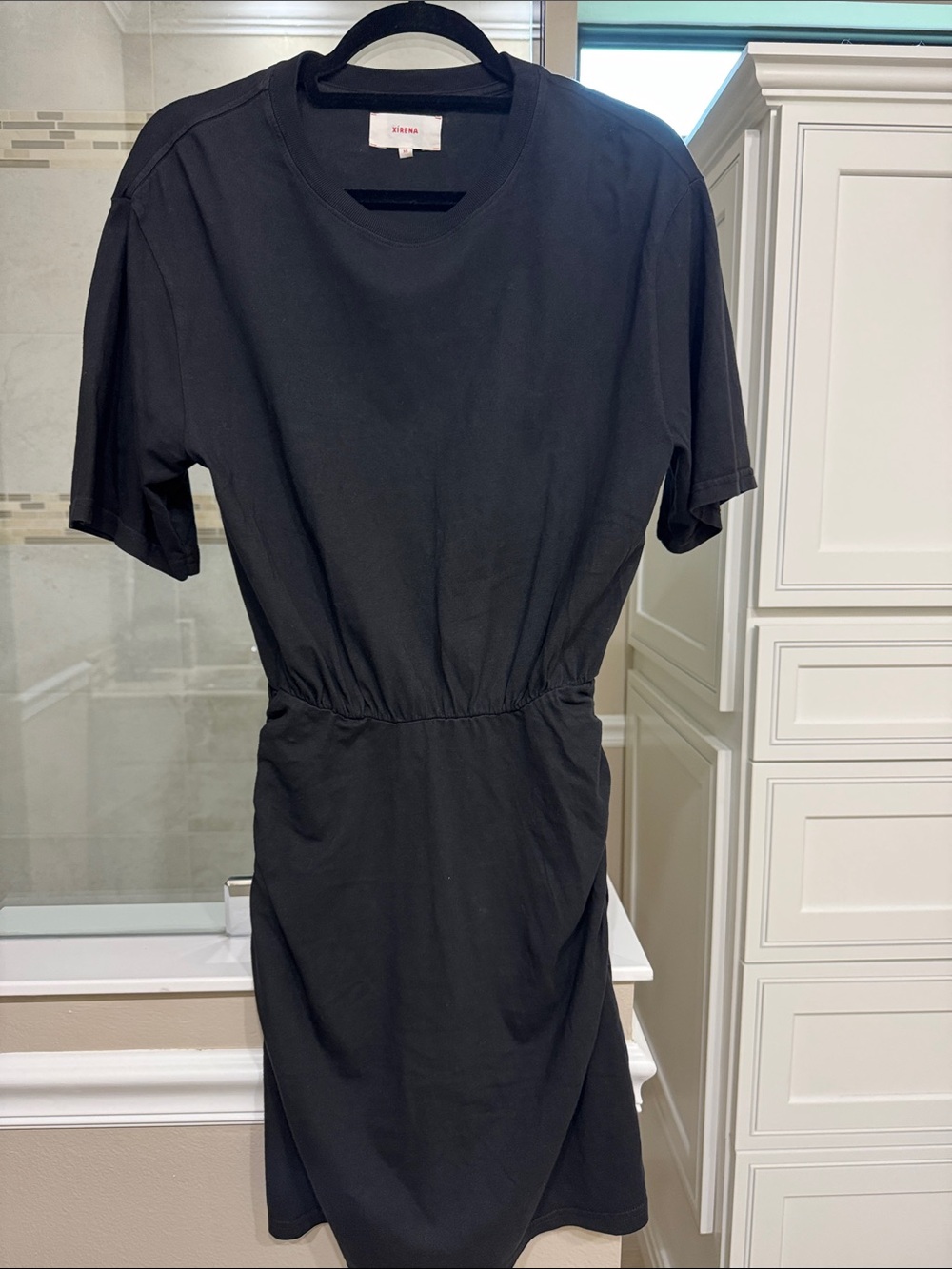 XiRENA Black T-Shirt Dress with Elastic Waist 100% cotton